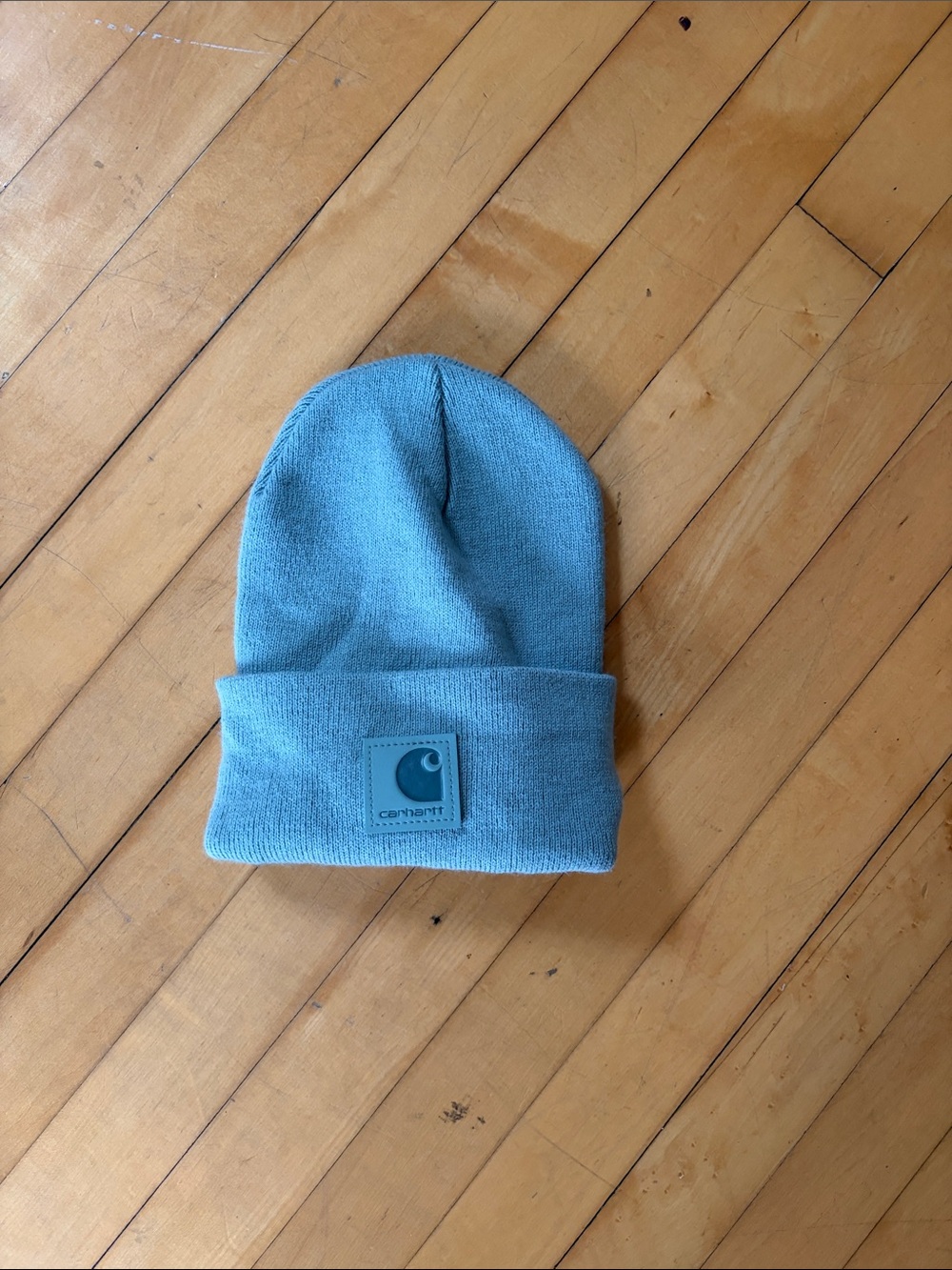 Carhartt Light Blue Cuffed Knit Beanie with Logo Patch